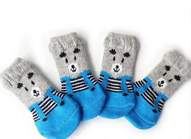 CHAUSSETTES CHIEN BLEU GRIS