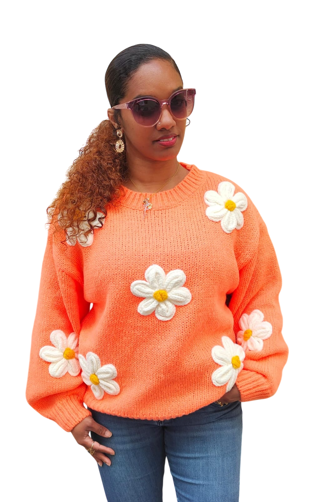 Couleur orange fleurs blanches