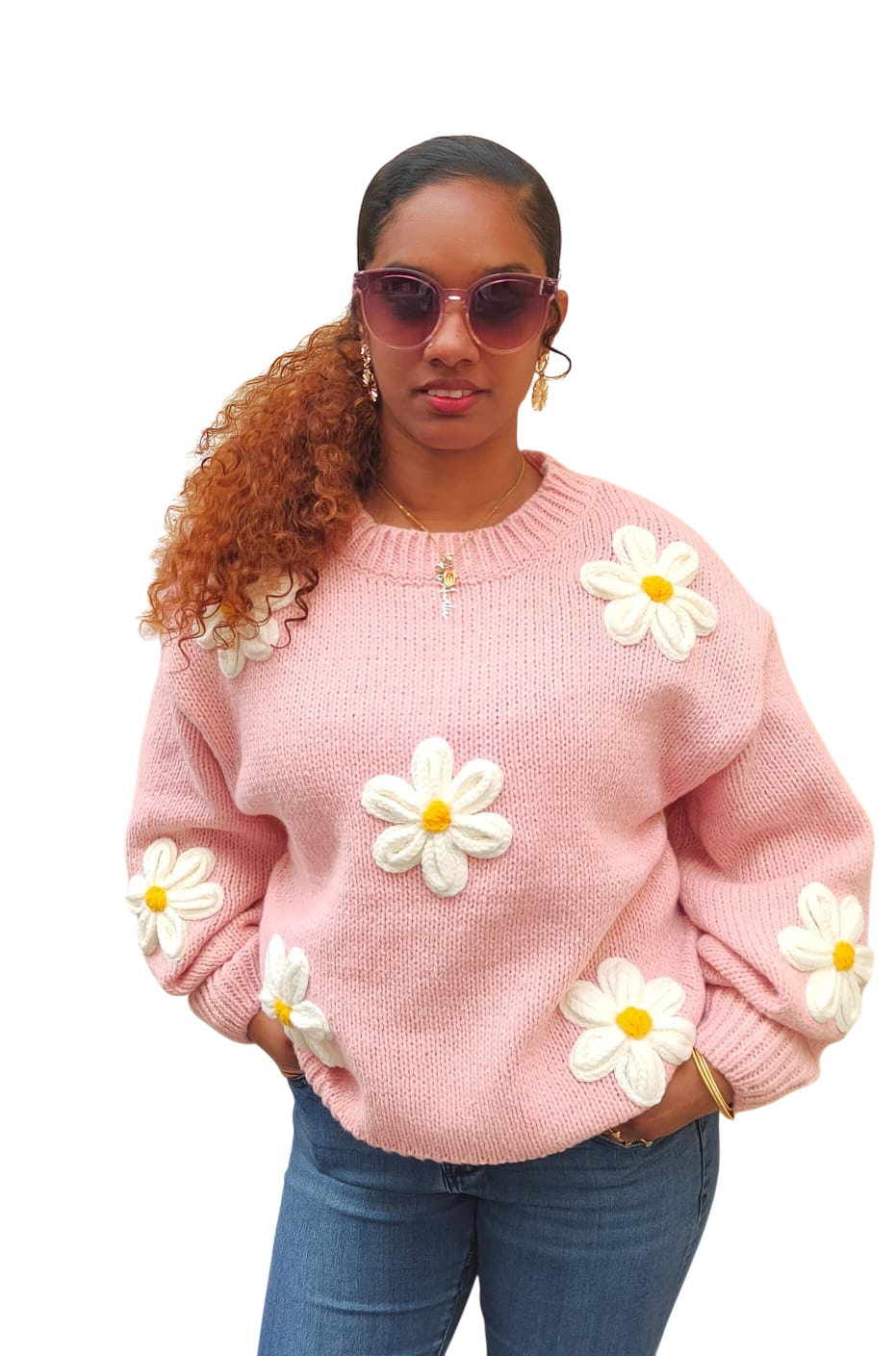 Couleur rose fleurs blanches